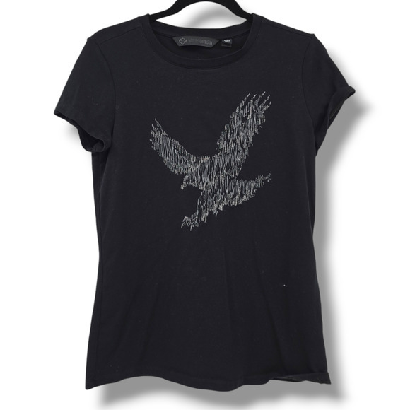 Harley Davidson Tops - Harley Davidson Women's‎ Metallic Embroidered Eagle T-Shirt Black Size Small